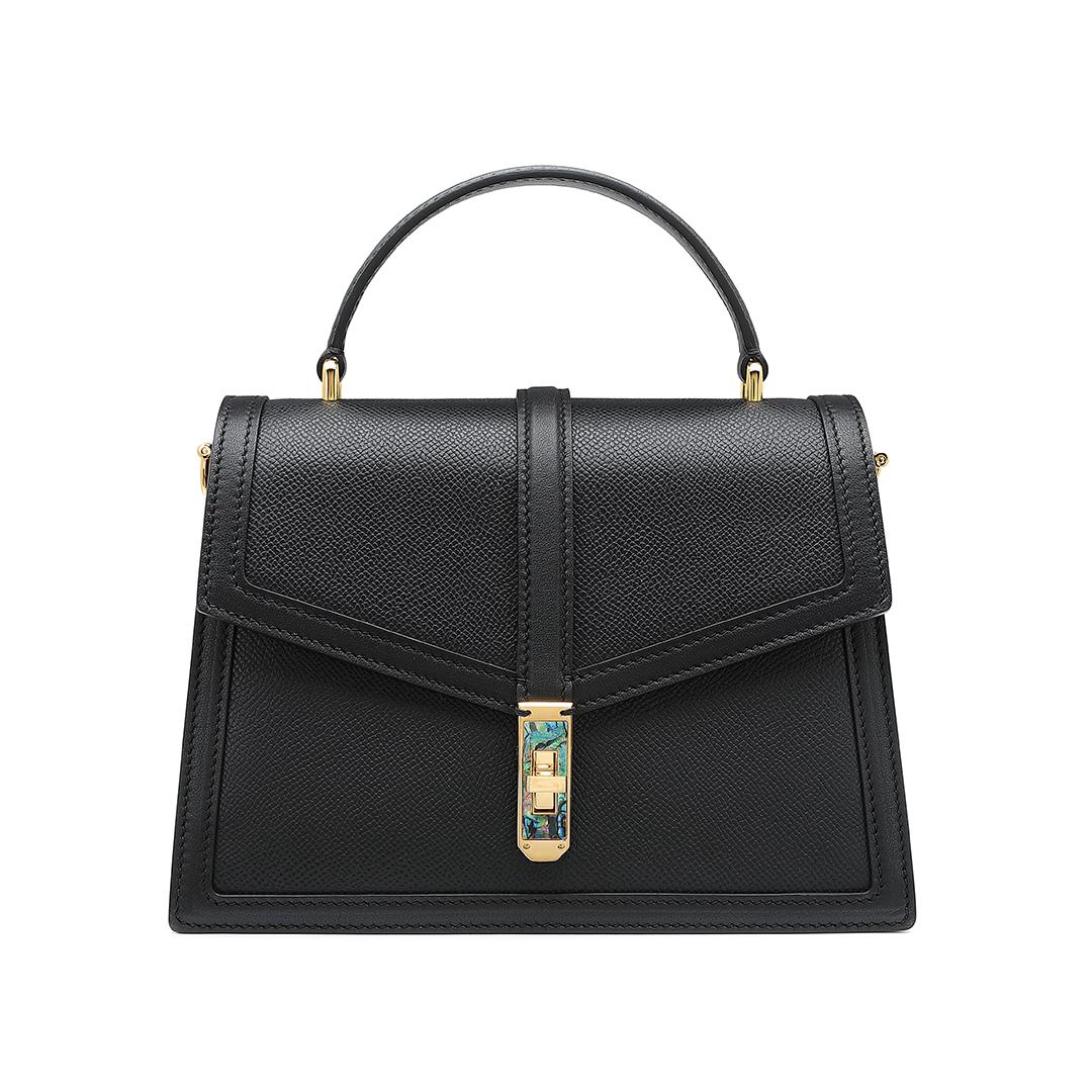 Handmade Black EP SWIFT Leather Organ Crossbody Bag