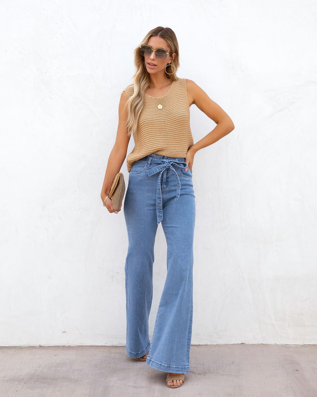 Mehlani Cotton Blend Sleeveless Crop Top - Khaki - FINAL SALE