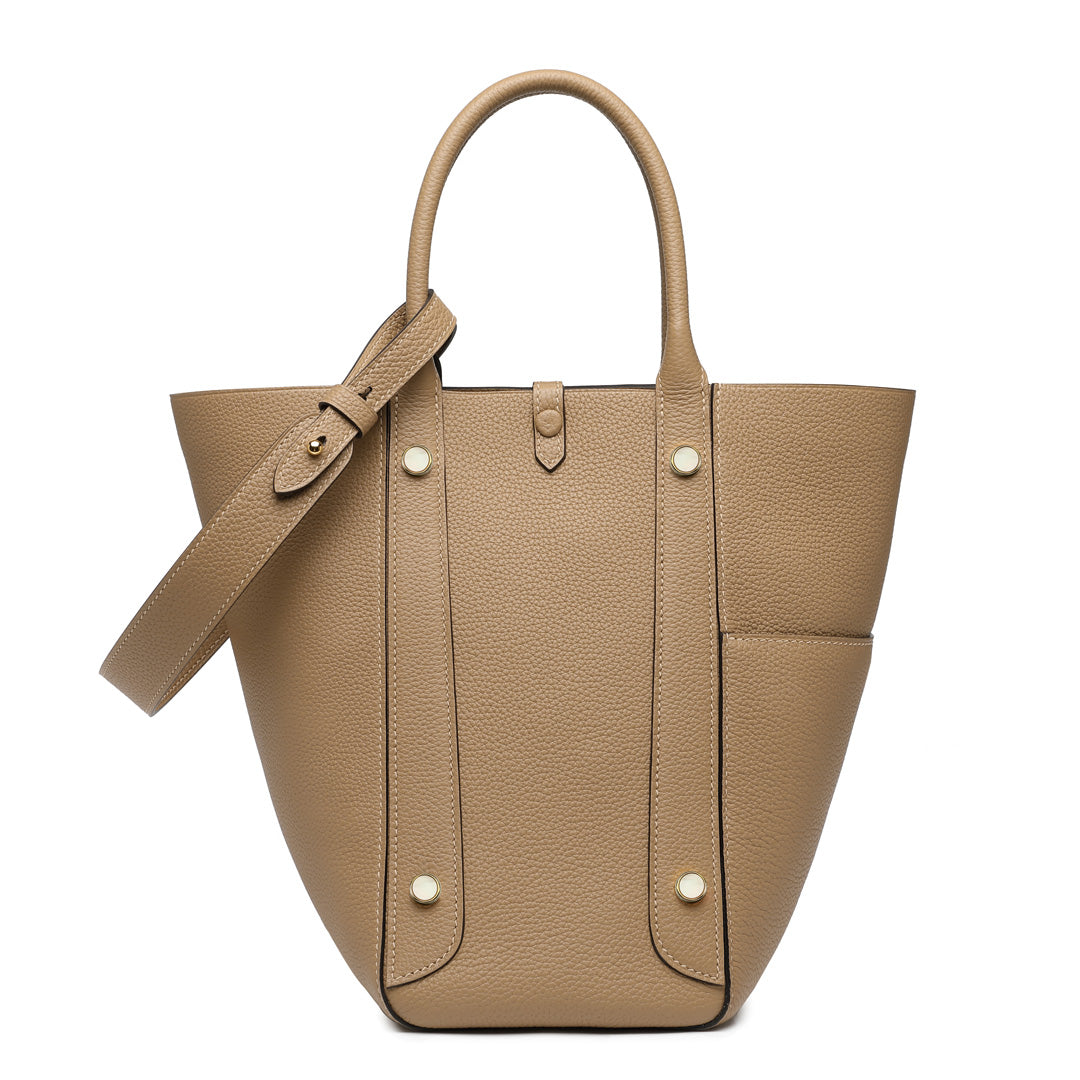 Handmade Milk Tea TOGO Leather Picotin Tote Bag
