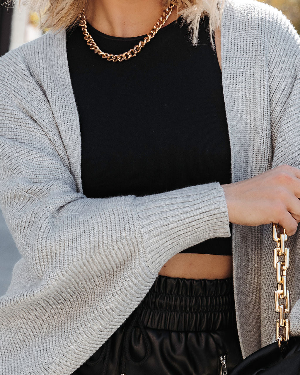 Mariah Knit Dolman Sleeve Cardigan - Heather Grey