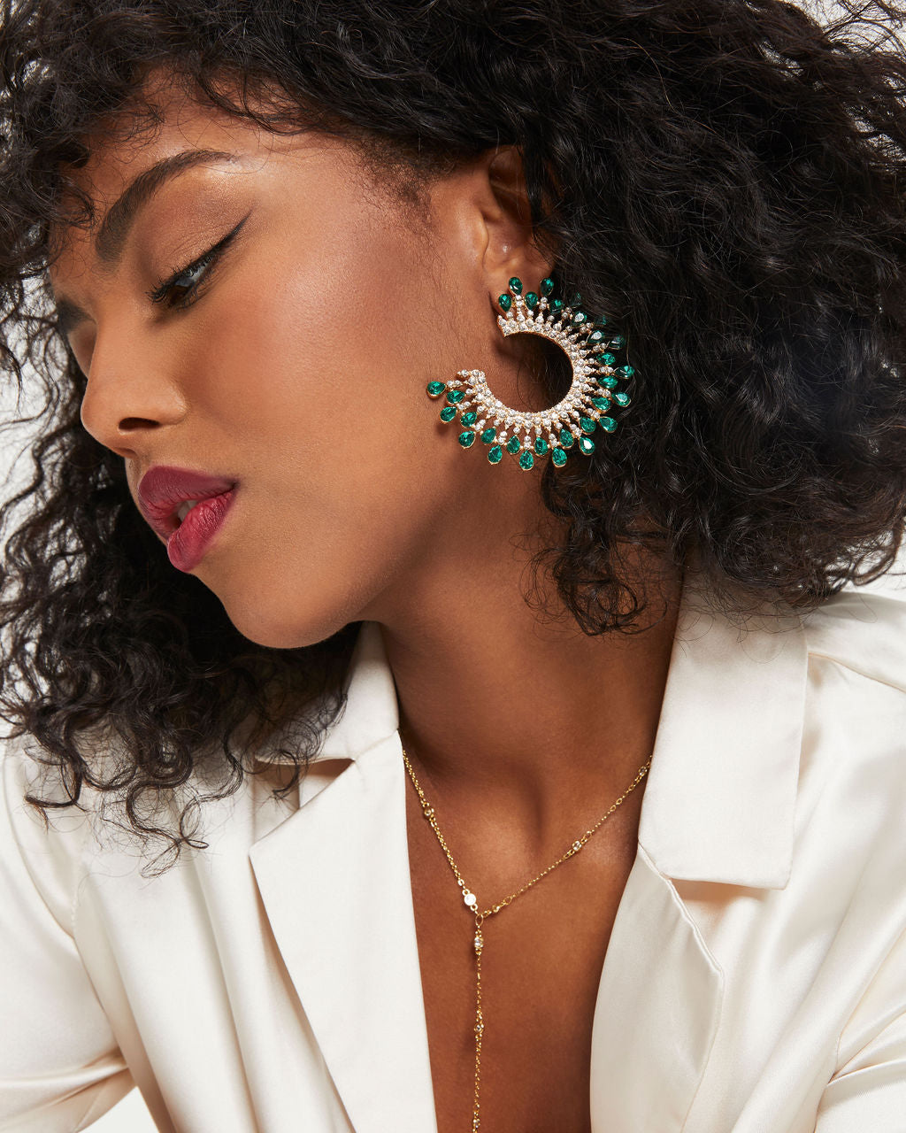 Ever Mine Crystal Burst Earrings - Emerald