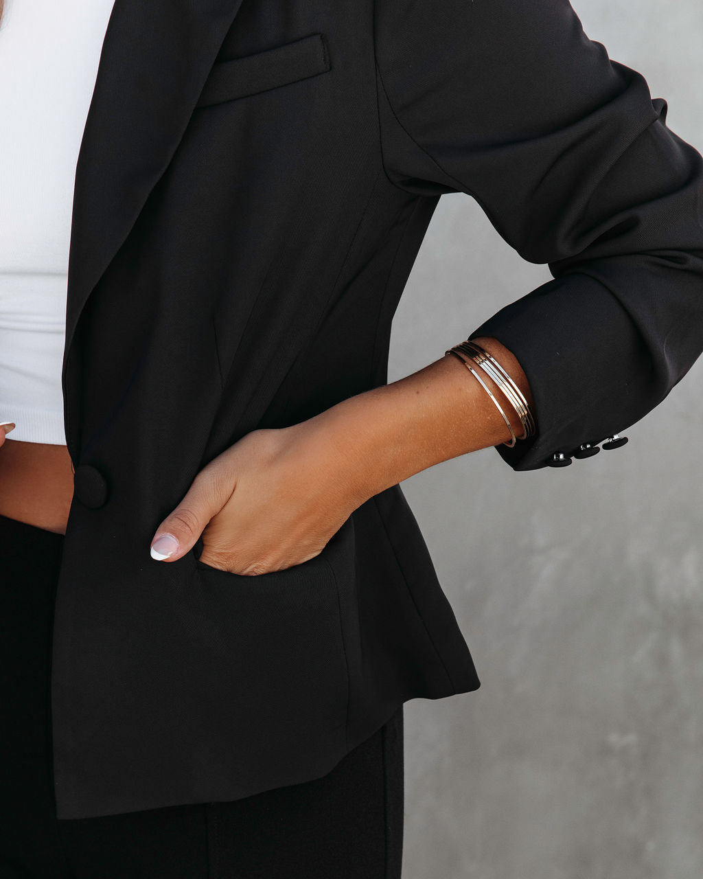 From Night To Day Pocketed Blazer - Black