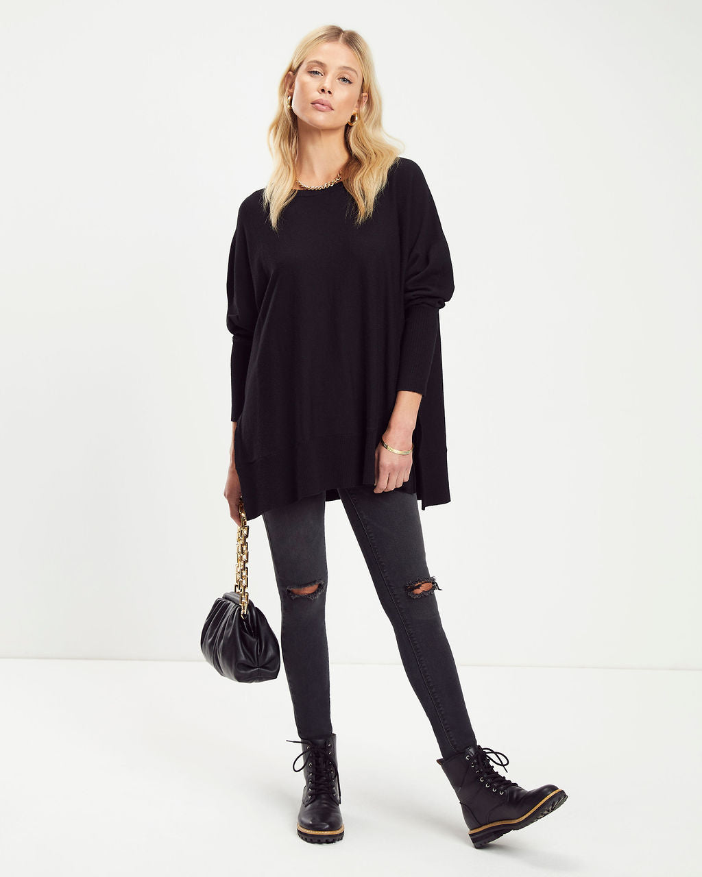 Taken Care Of Knit Long Sleeve Top - Black