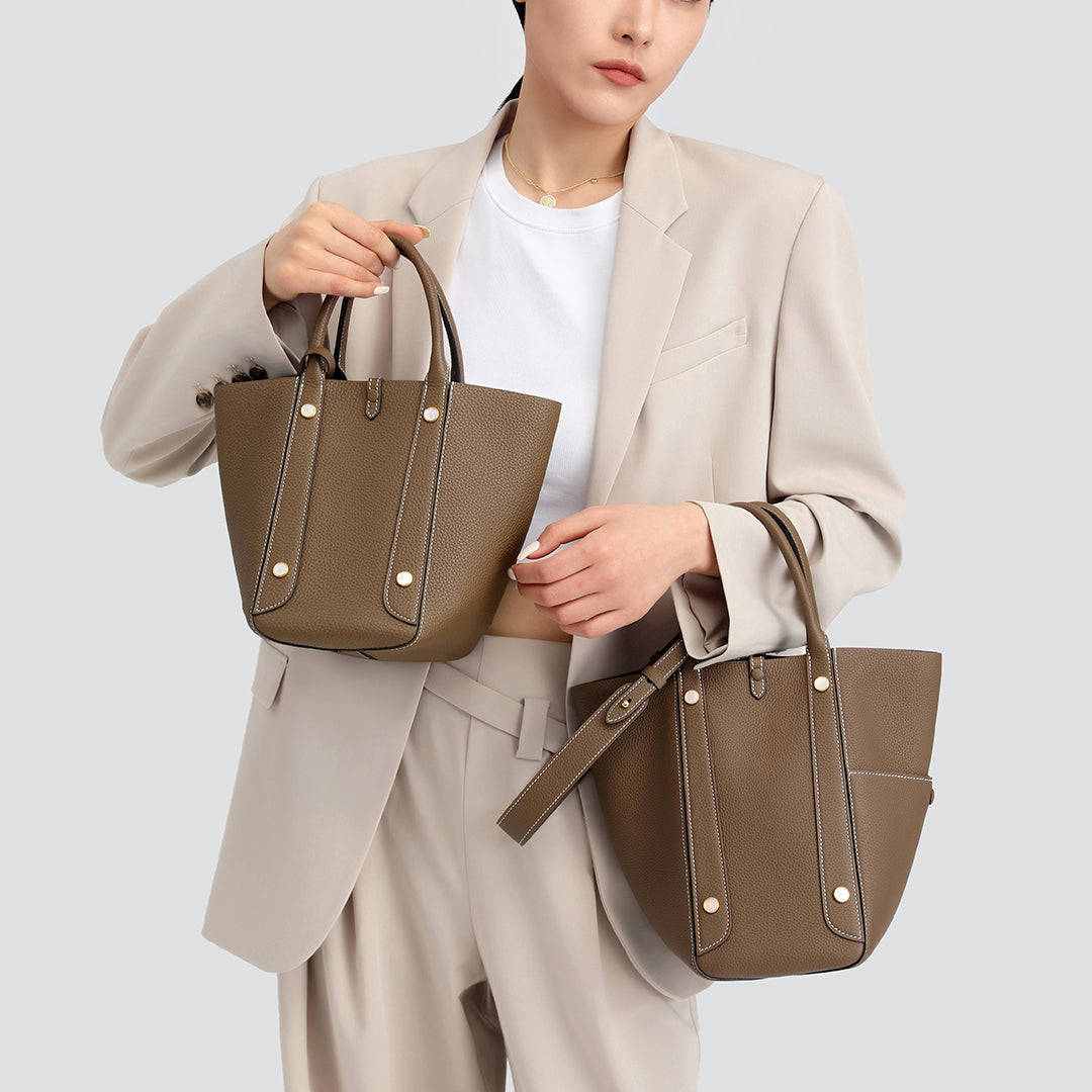 Handmade Etoupe TOGO Leather Picotin Tote Bag