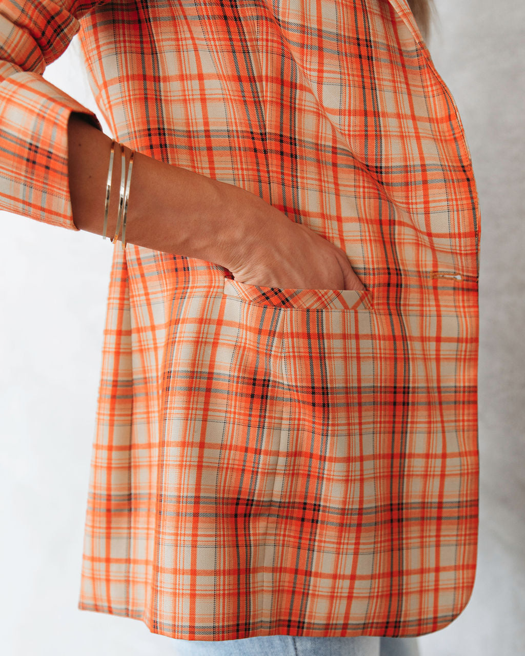 Making Headlines Plaid Pocketed Blazer - SALE