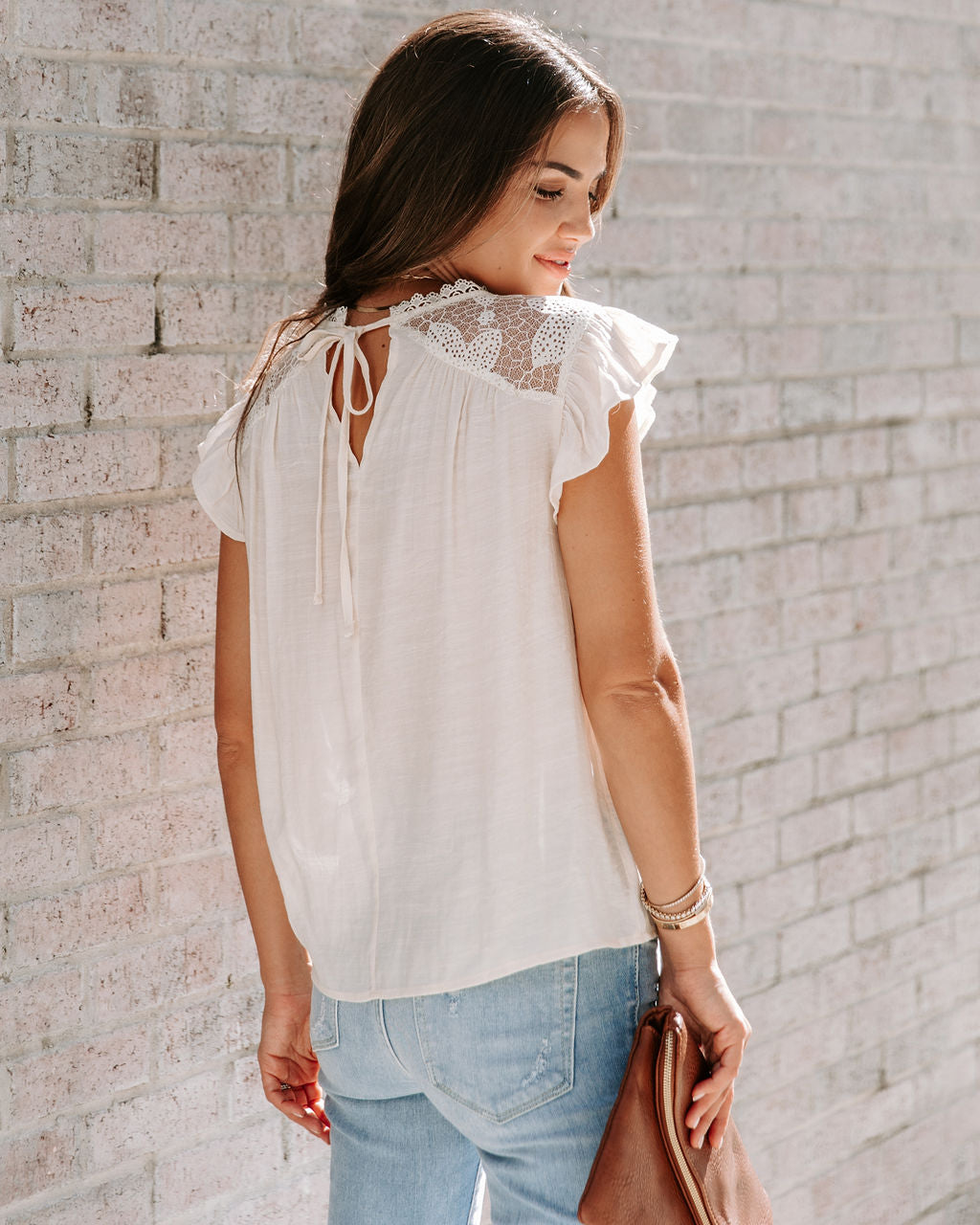 Faye Crochet Lace Babydoll Top - Cream