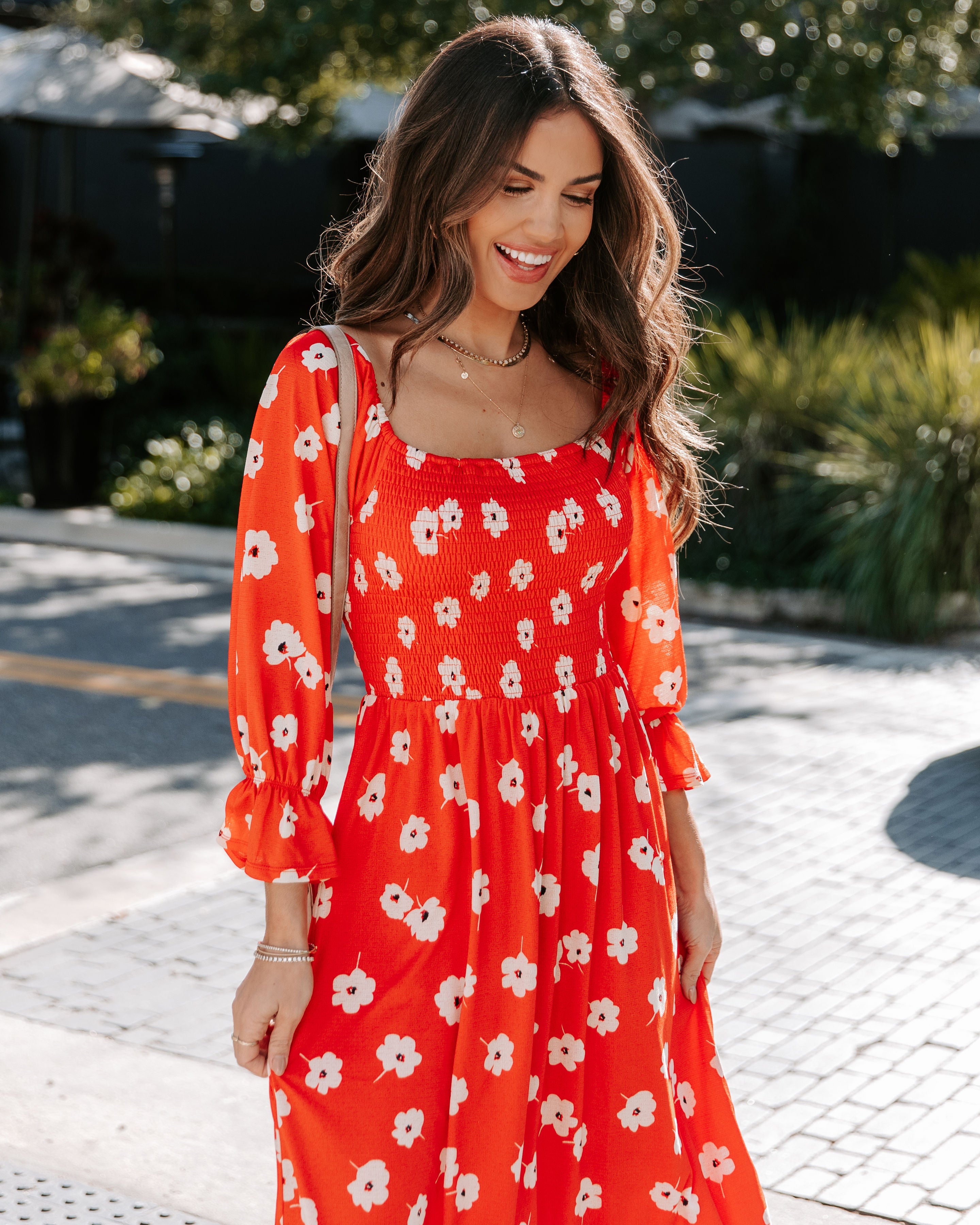 Poppy Girl Floral Smocked Midi Dress