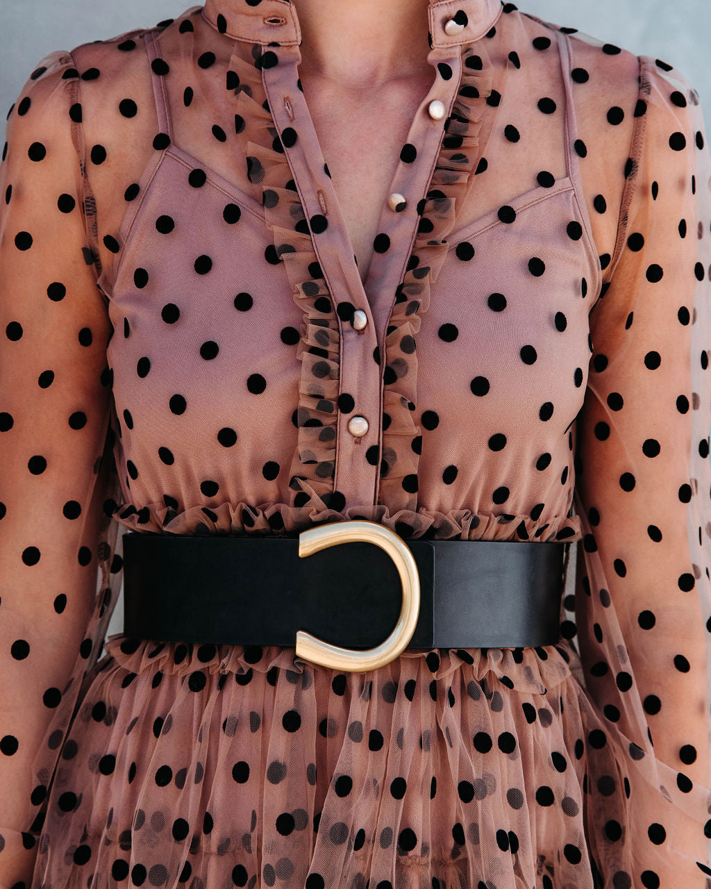 PREORDER - Ella Polka Dot Tiered Tulle Maxi Dress