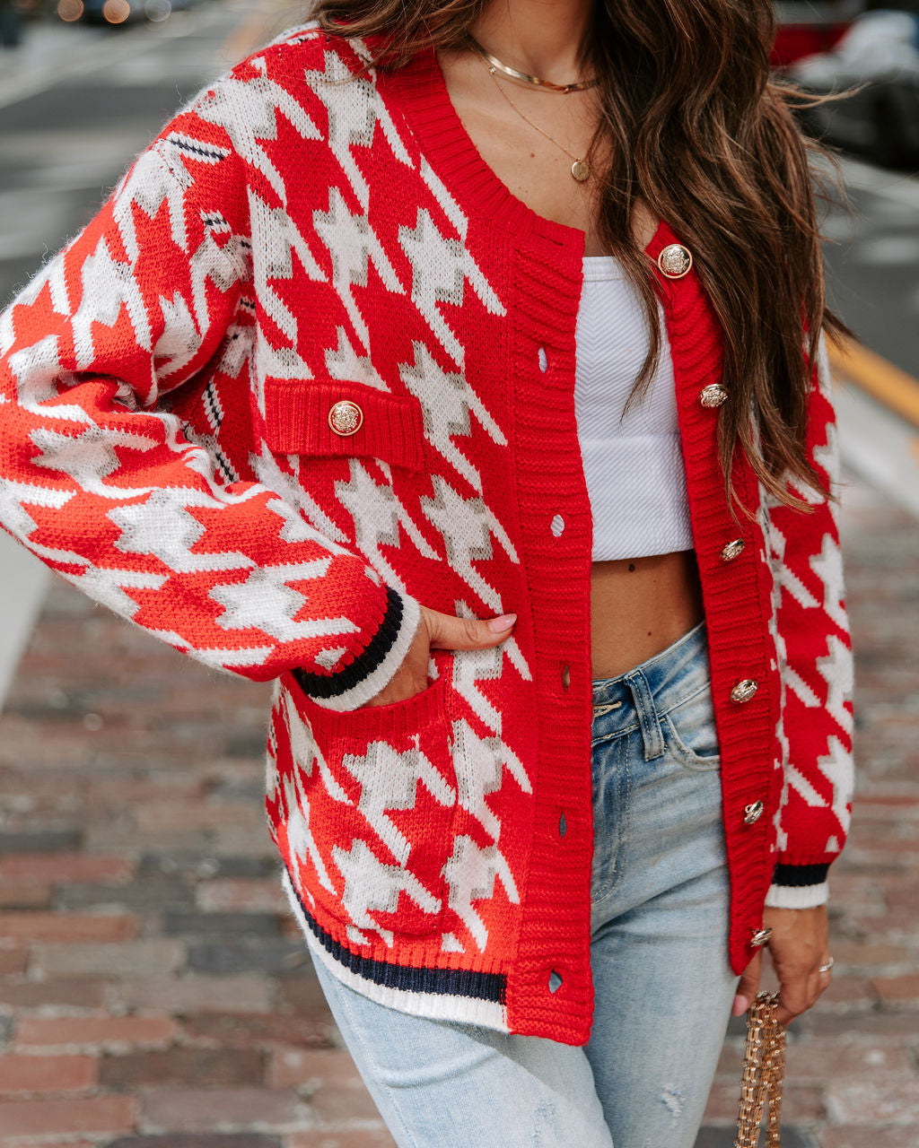 Classy And Fab Houndstooth Cardigan