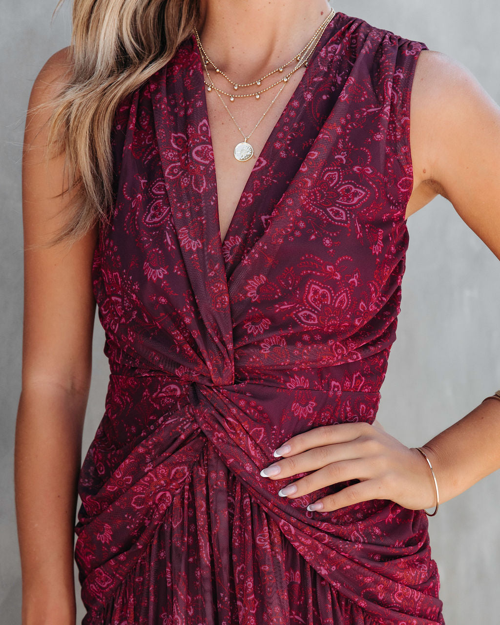 Million Reasons Paisley Twisted Front Midi Dress - FINAL SALE