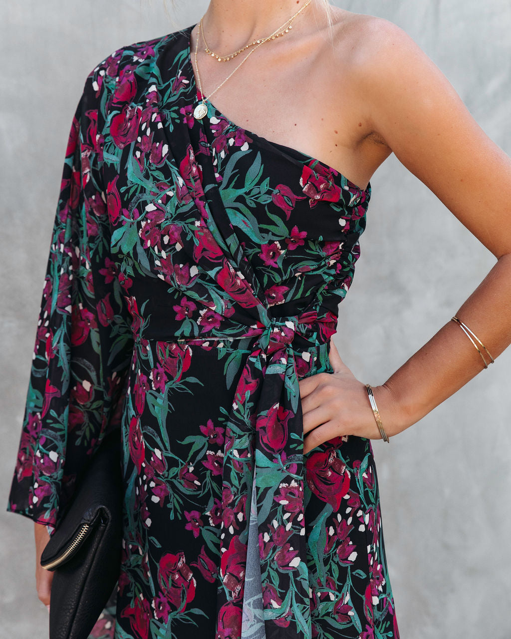 Such A Catch Floral One Shoulder Maxi Dress