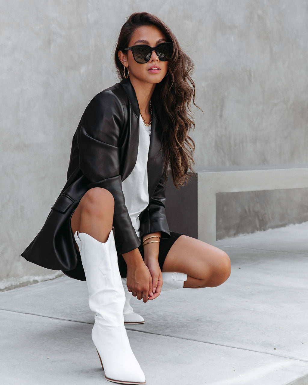 Buzz Worthy Faux Leather Blazer - Black