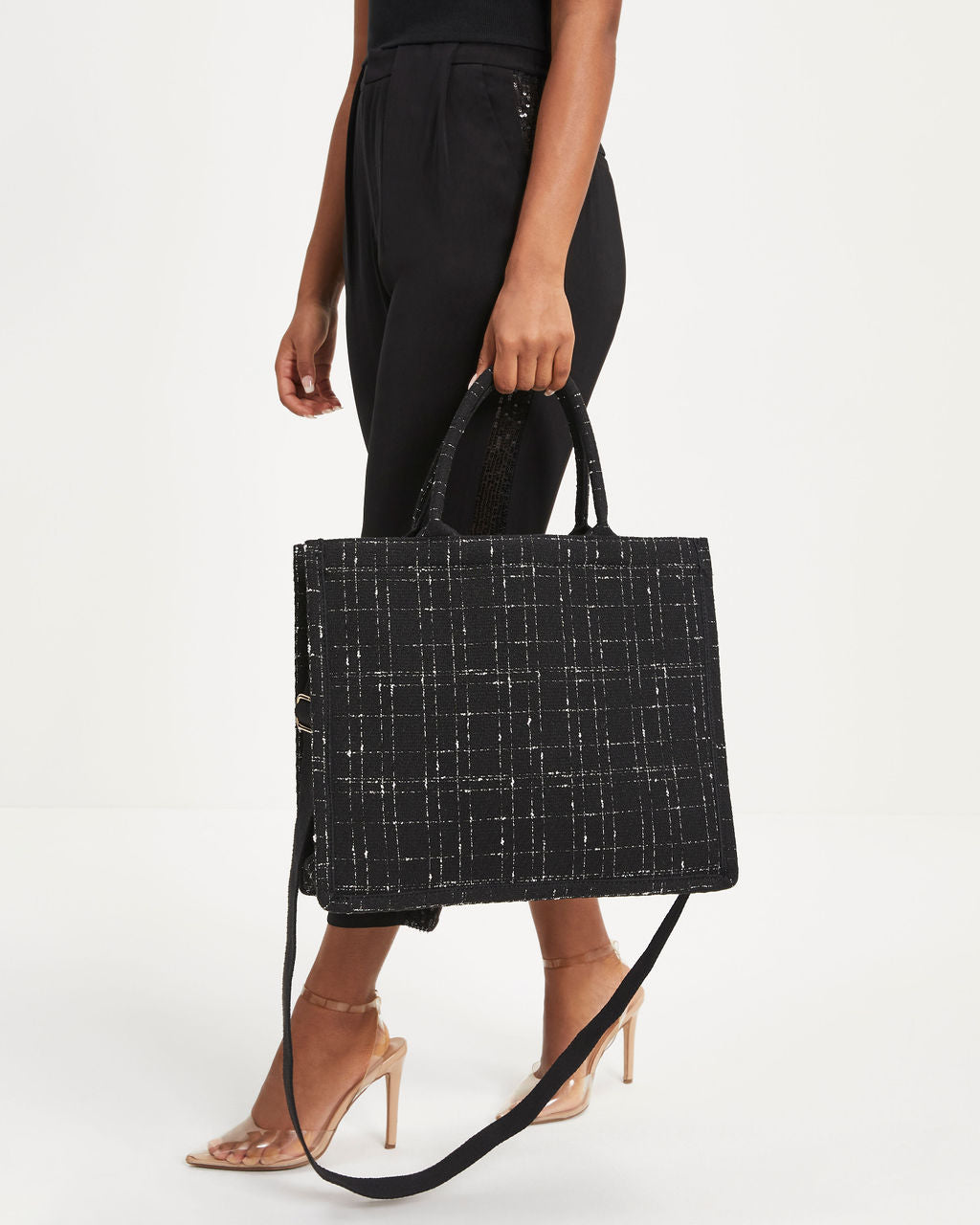 Bonjour Coco Tweed Tote - Black