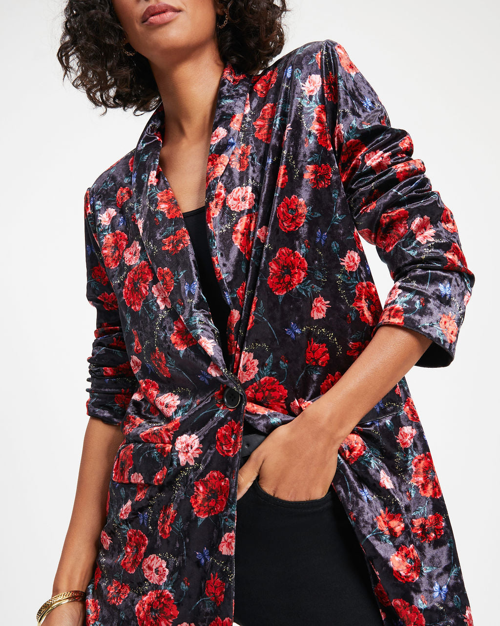 One Final Rose Pocketed Velvet Blazer - FINAL SALE