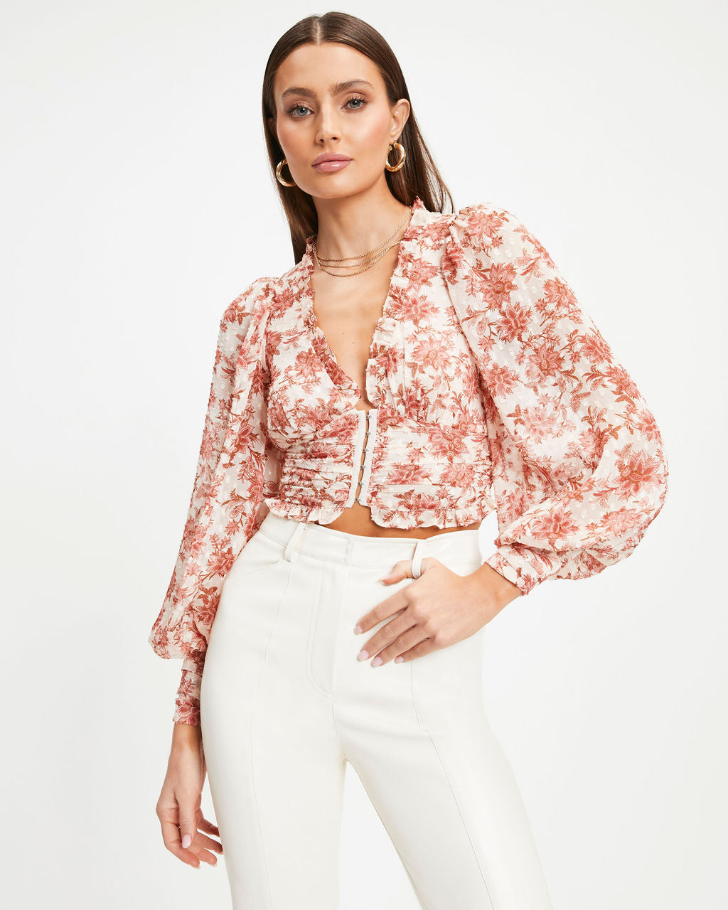 Suzzy Floral Long Sleeve Crop Top