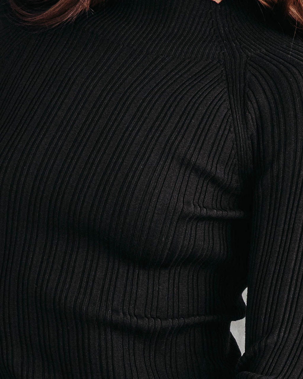 Thankful Soul Ribbed Mock Neck Midi Dress - Black