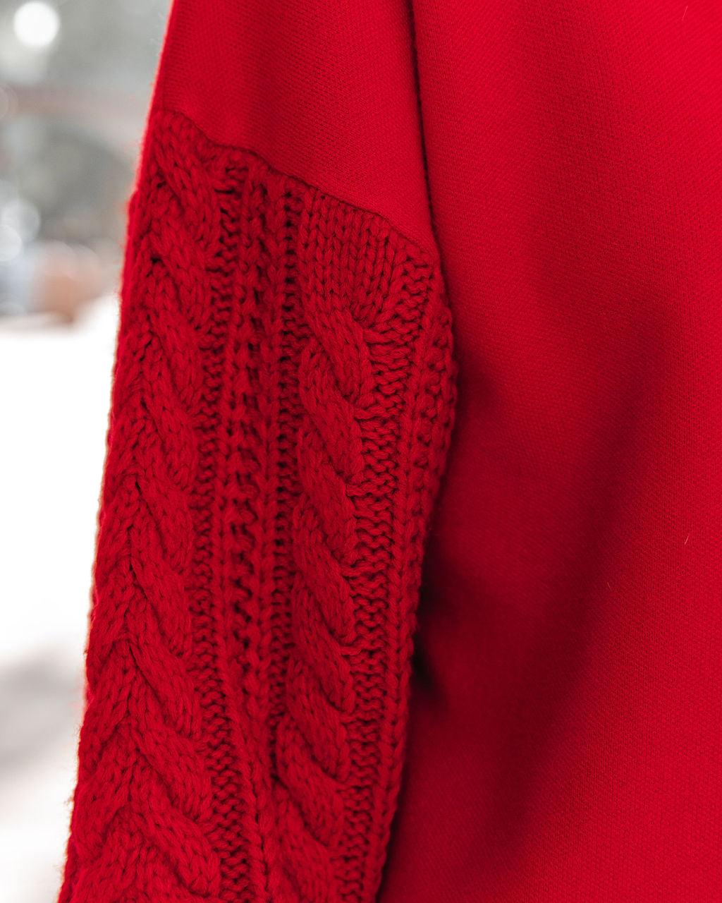 Luke Contrast Cable Knit Sweater - Red