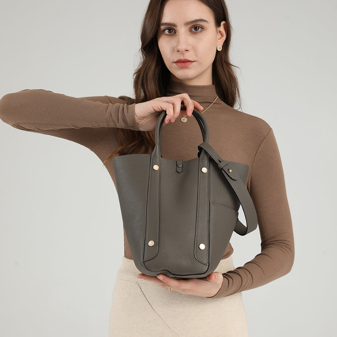 Handmade Etain TOGO Leather Picotin Tote Bag