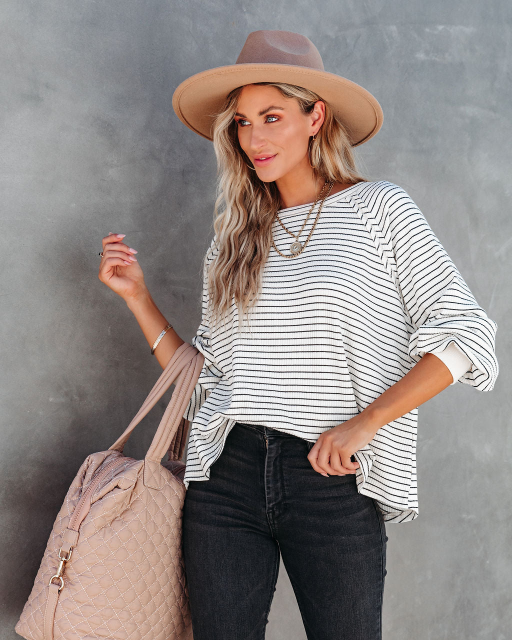 Jacey Cotton Striped Long Sleeve Top
