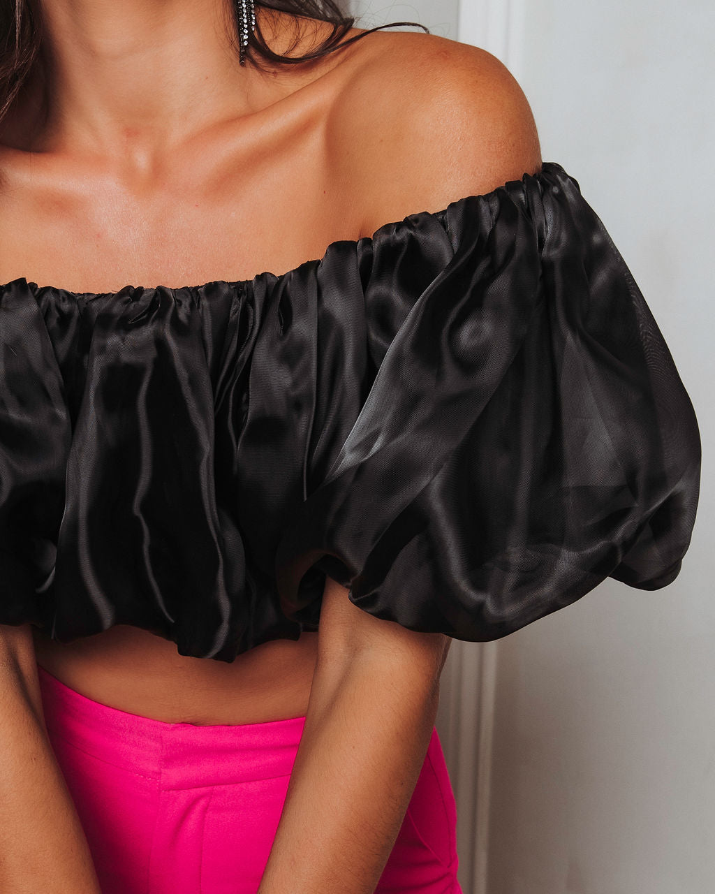Stellan Off The Shoulder Crop Top - Black - FINAL SALE