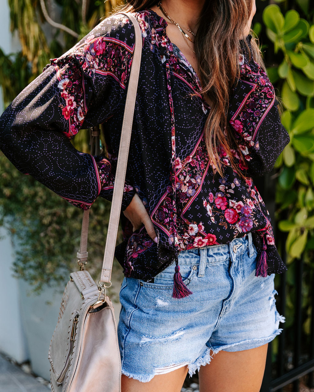 Valerian Floral Tassel Tie Top - FINAL SALE