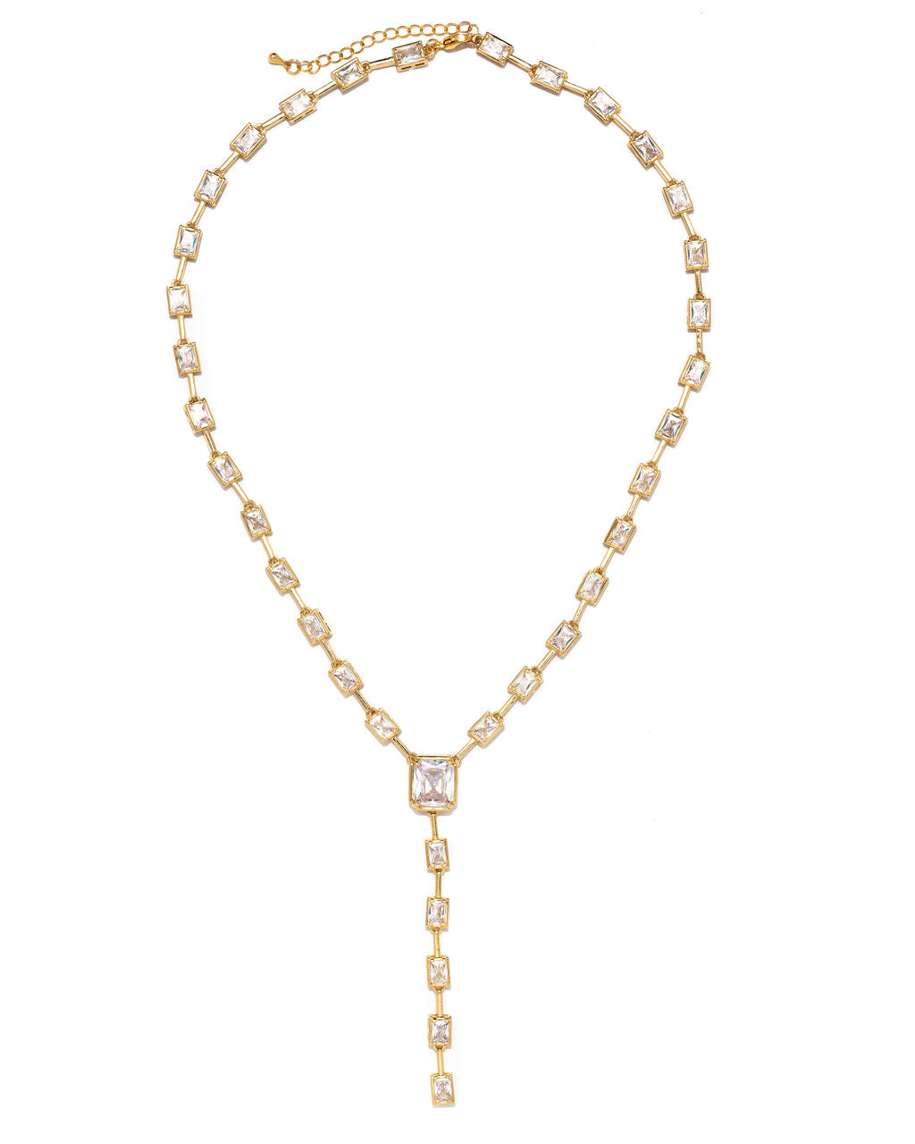 Leading Lady Crystal Lariat Necklace - Gold