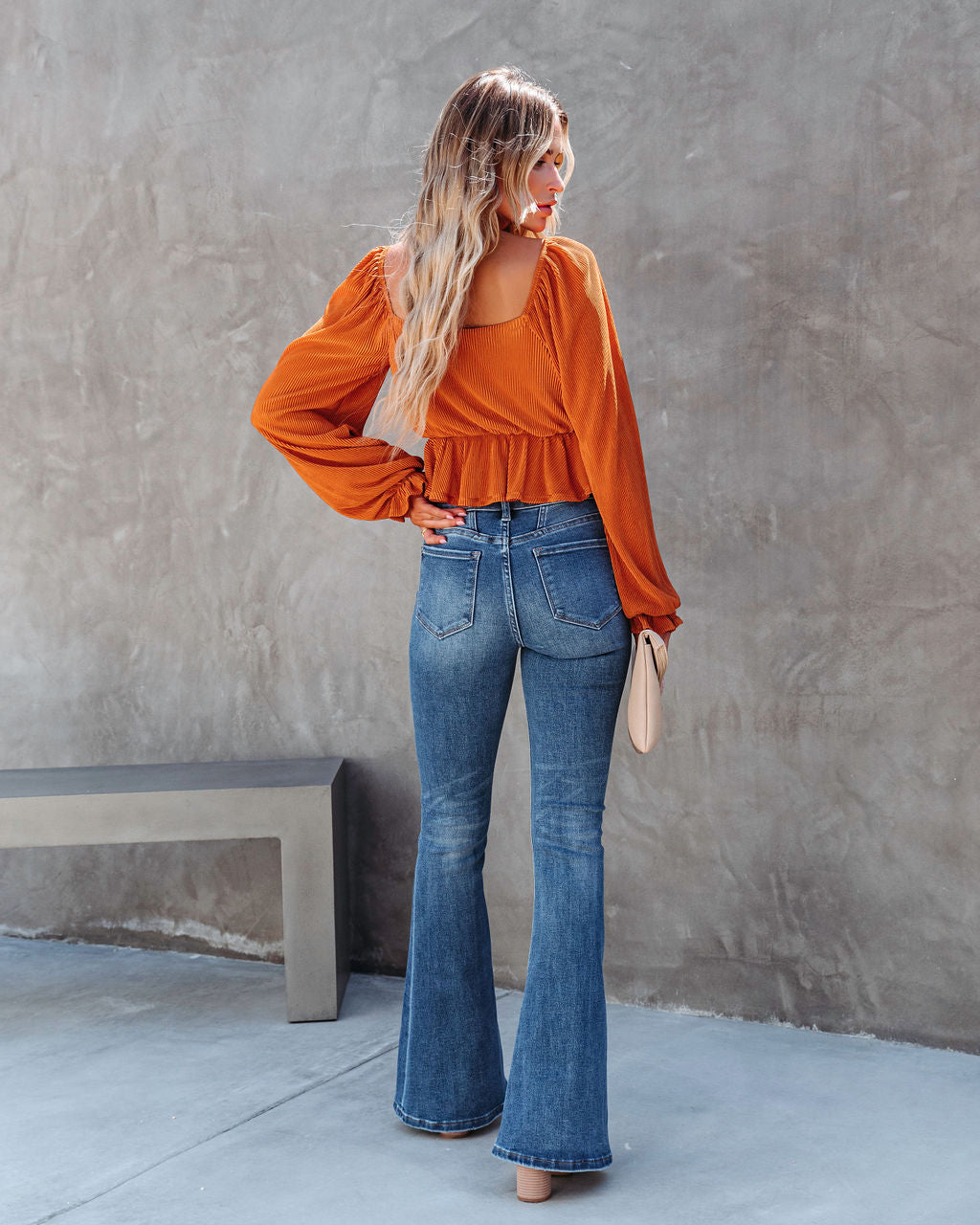 Pumpkin Spice And Everything Nice Plisse Peplum Top - Copper - SALE