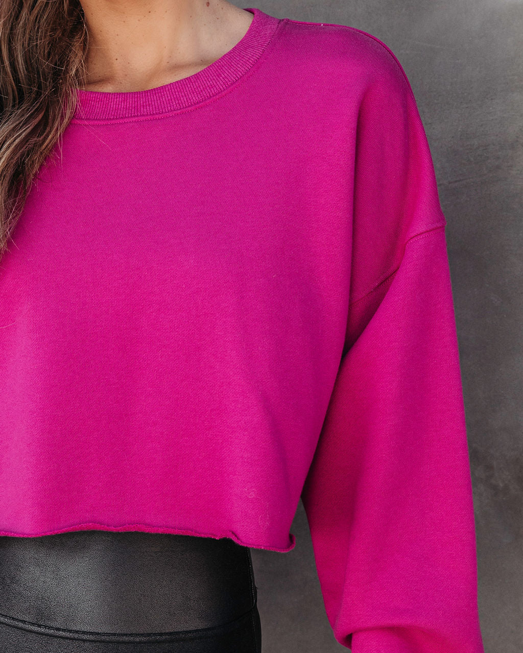 Janice Cotton Long Sleeve Top - Fuchsia
