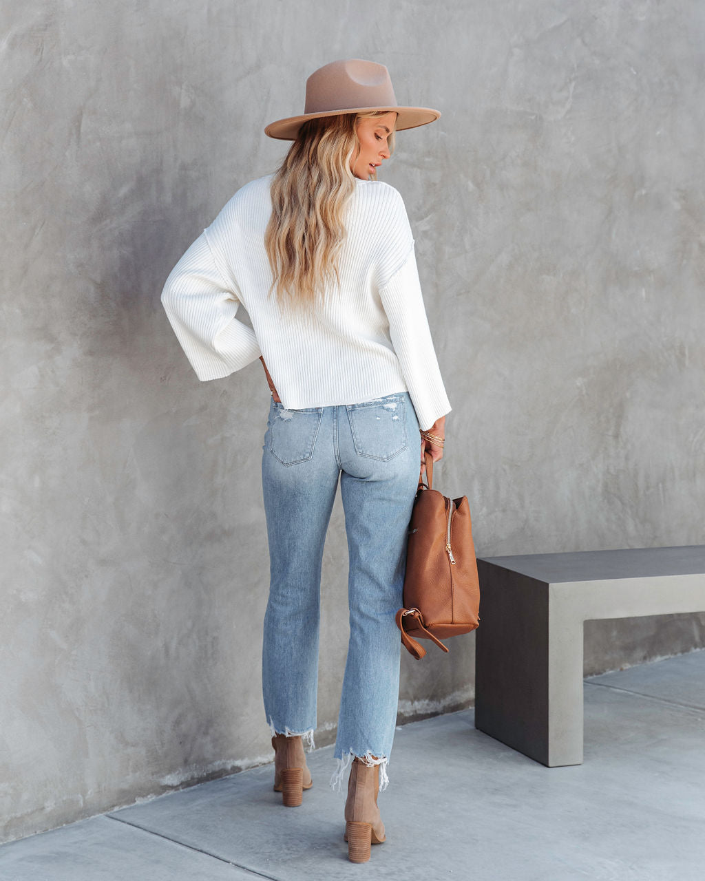 Shawn Ribbed Henley Top - Cream - SALE