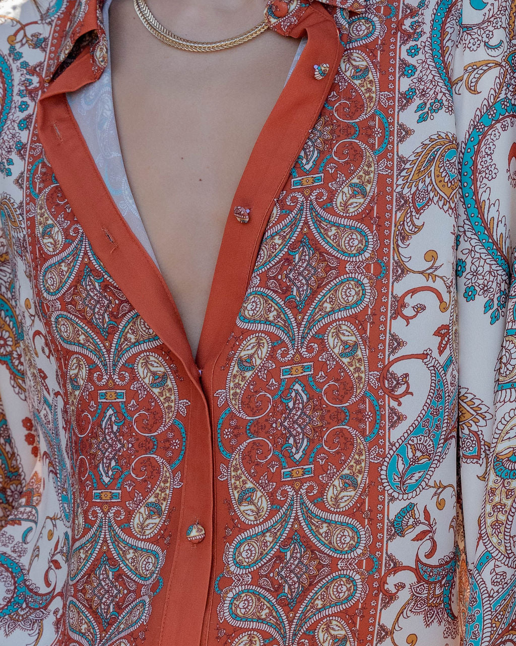 November Skies Printed Balloon Sleeve Top