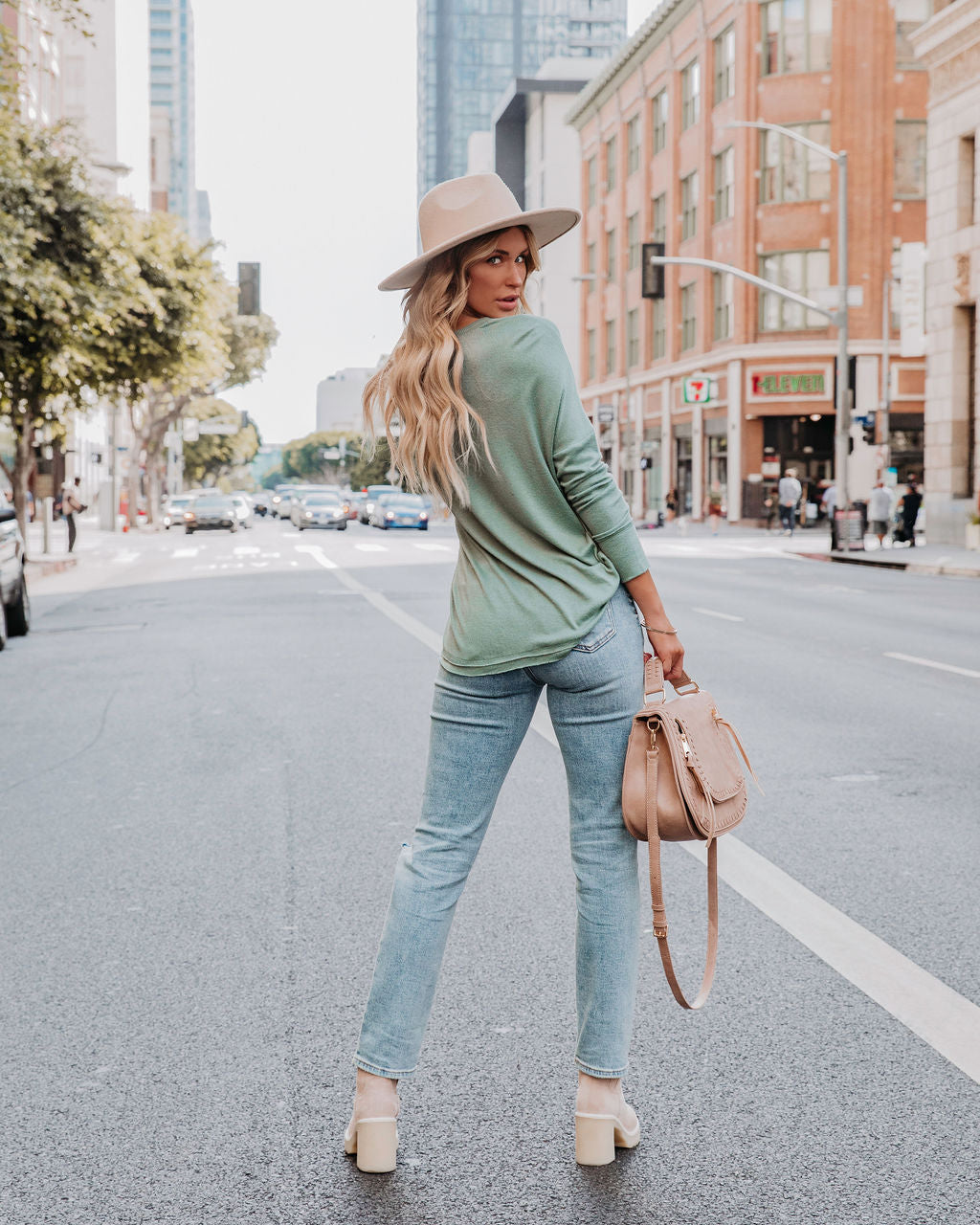 Ezra Grommet Long Sleeve Top - Sage