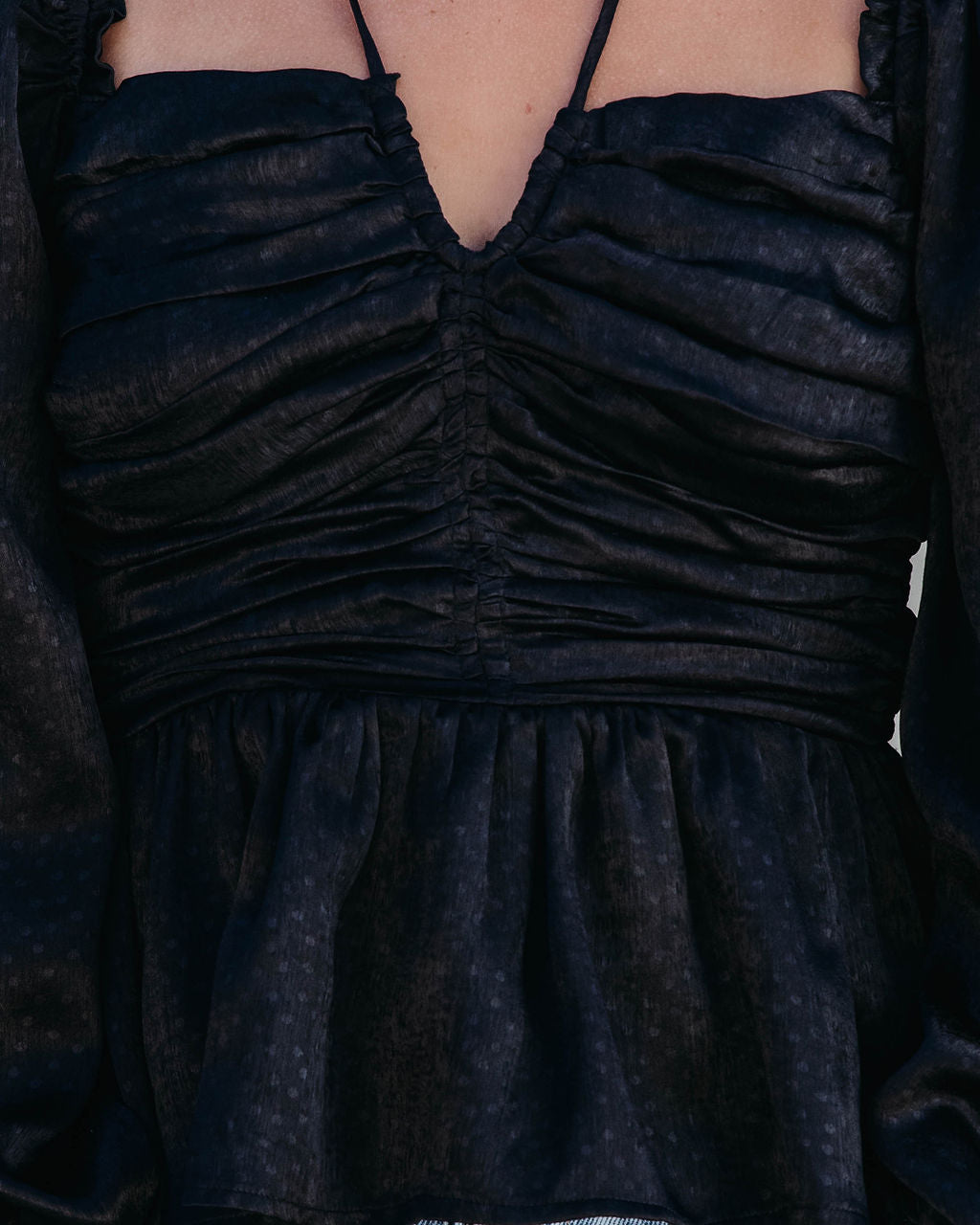 Let Me Be The One Satin Ruched Top - Black