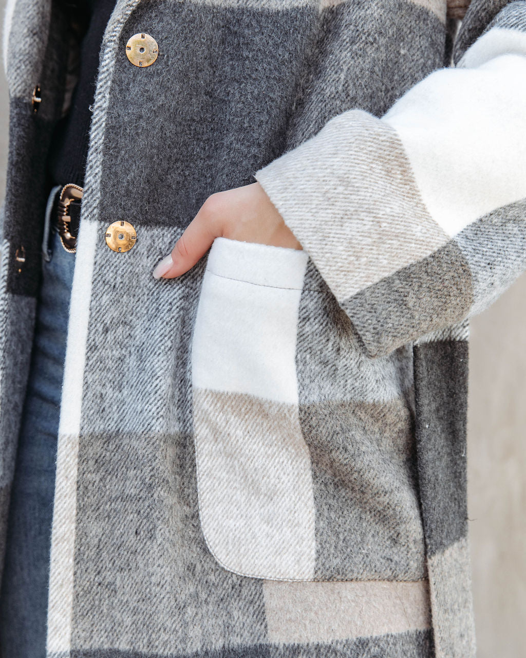 England Pocketed Plaid Coat