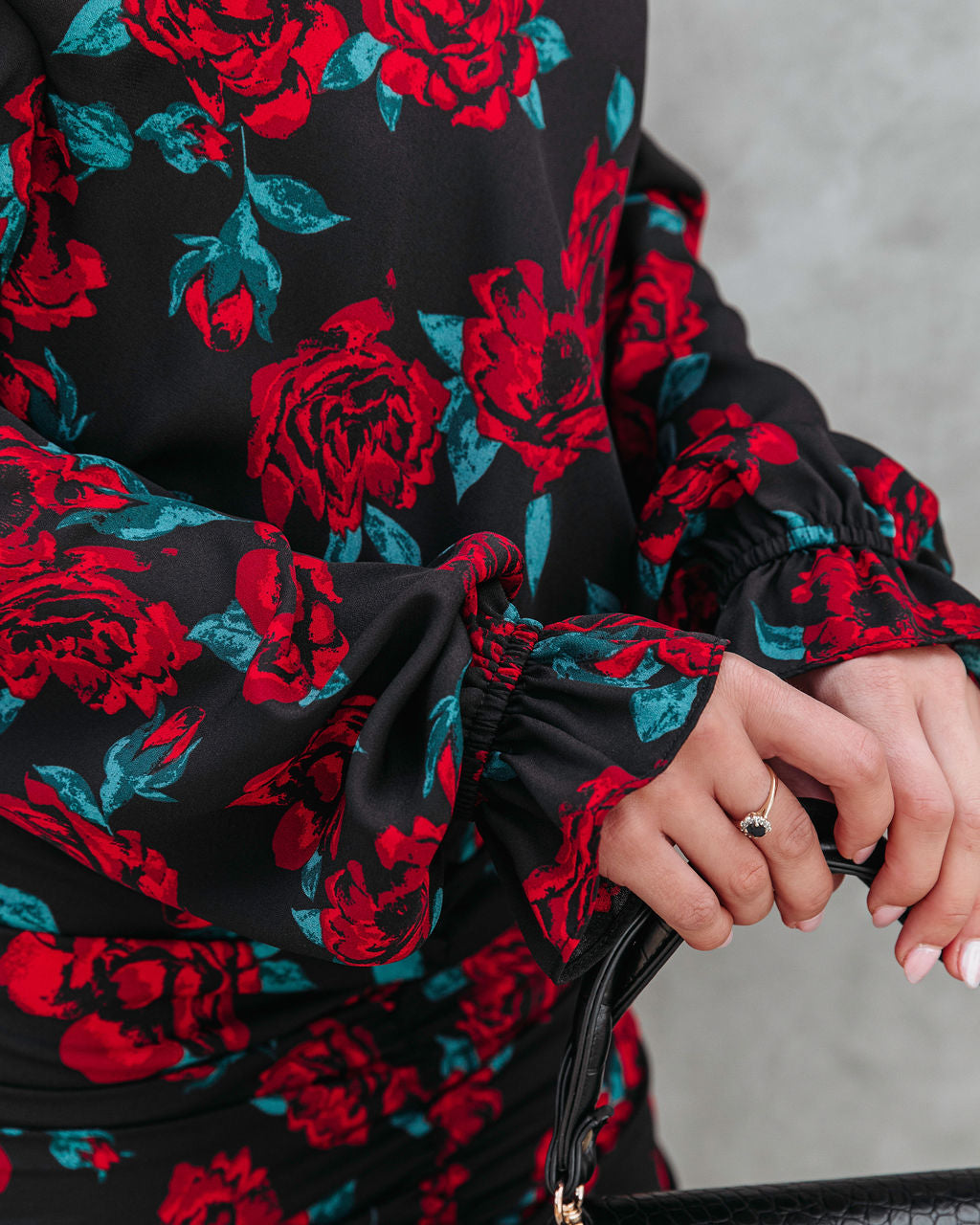 Barcelona Floral Ruched Cowl Neck Mini Dress