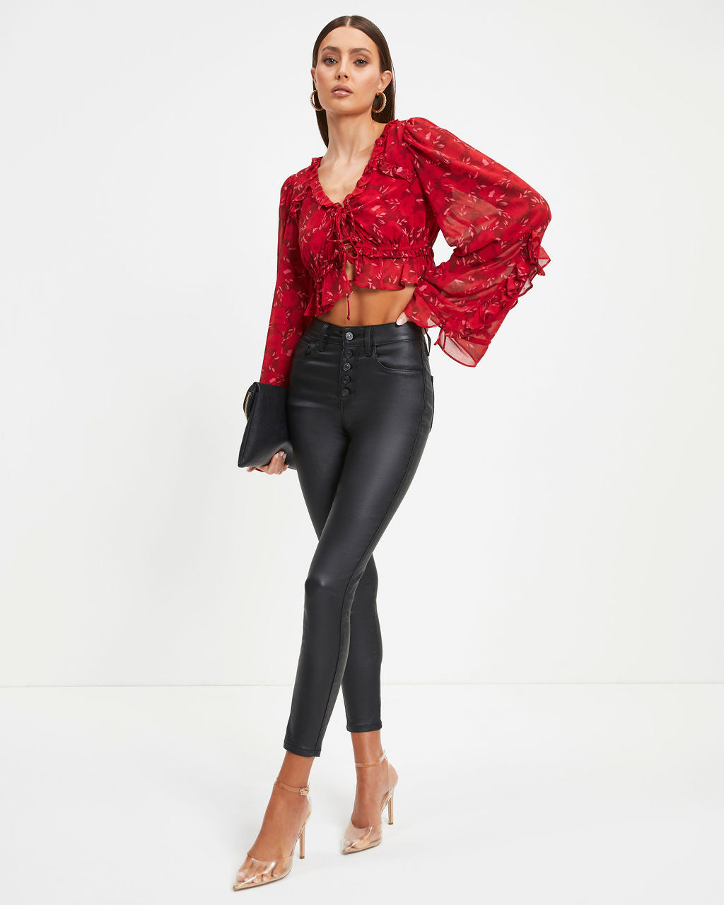 Valentine Floral Front Tie Top