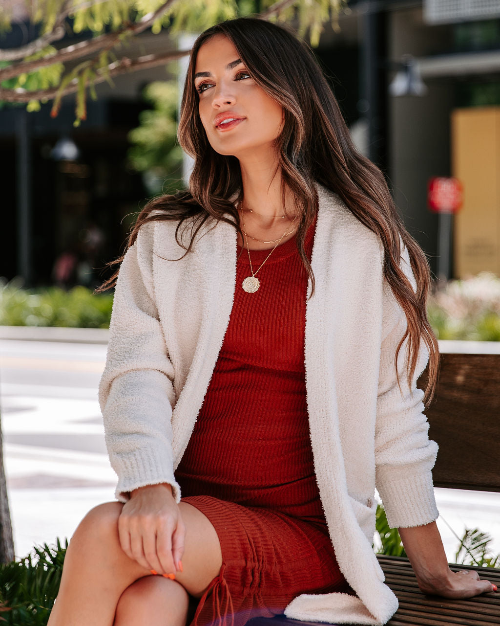 Good Lover Pocketed Chenille Cardigan - Cream - SALE