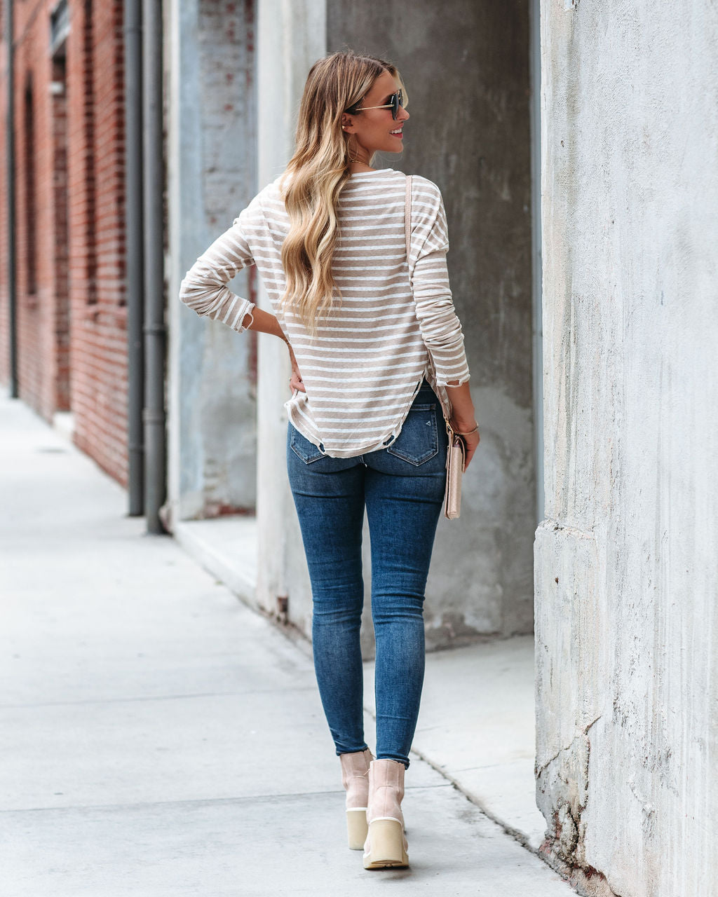 Well Loved Striped Knit Top - Beige - SALE