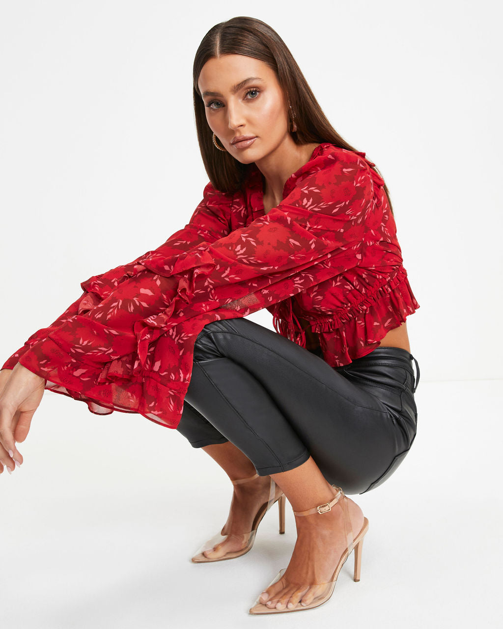 Valentine Floral Front Tie Top