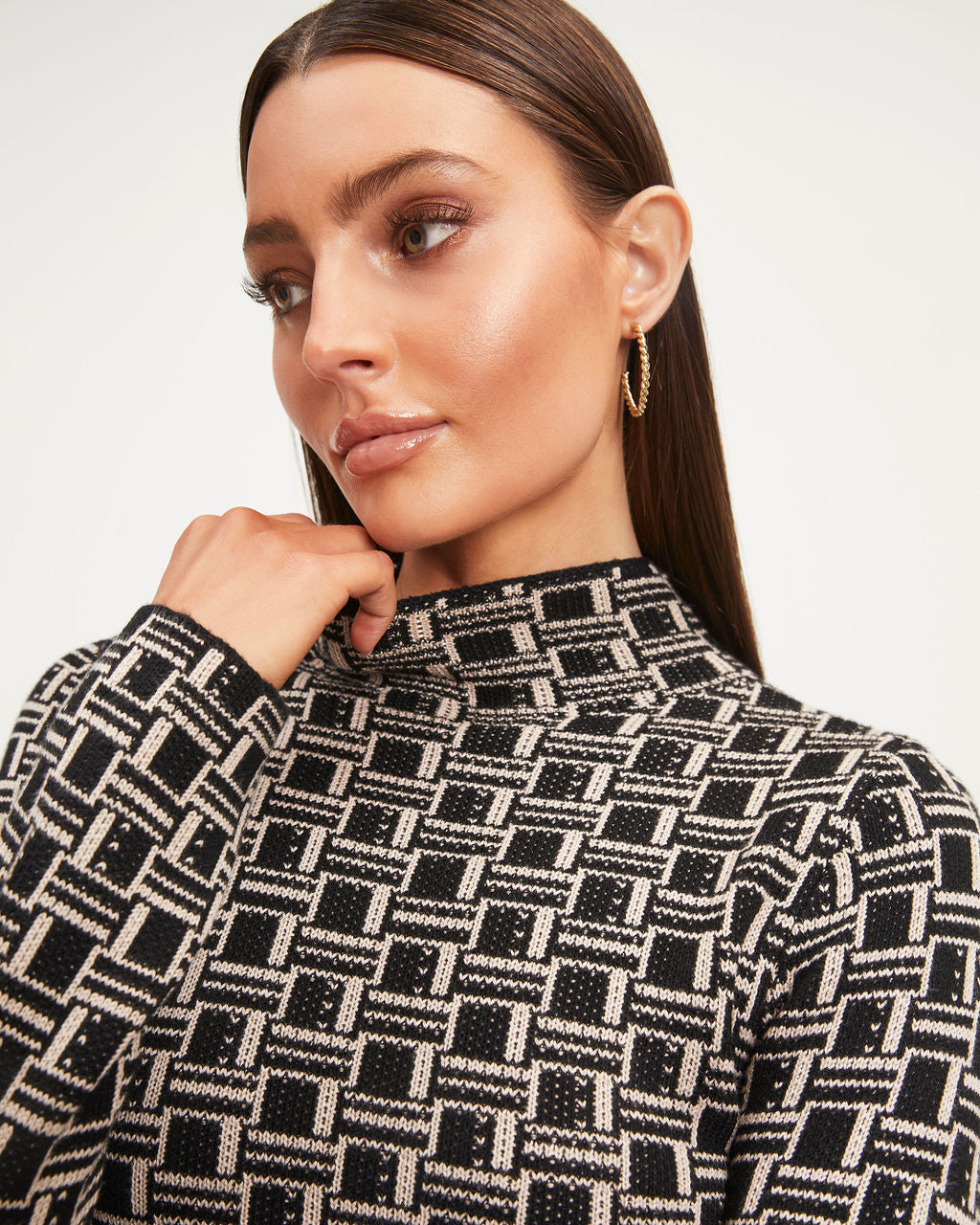 Kleo Printed Mock Neck Long Sleeve Top