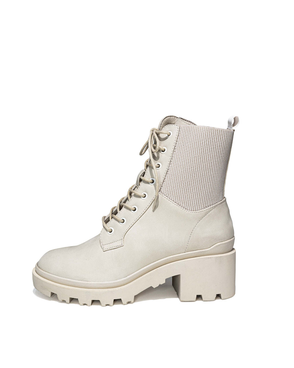 Willa Heeled Lace Up Boot - Cream