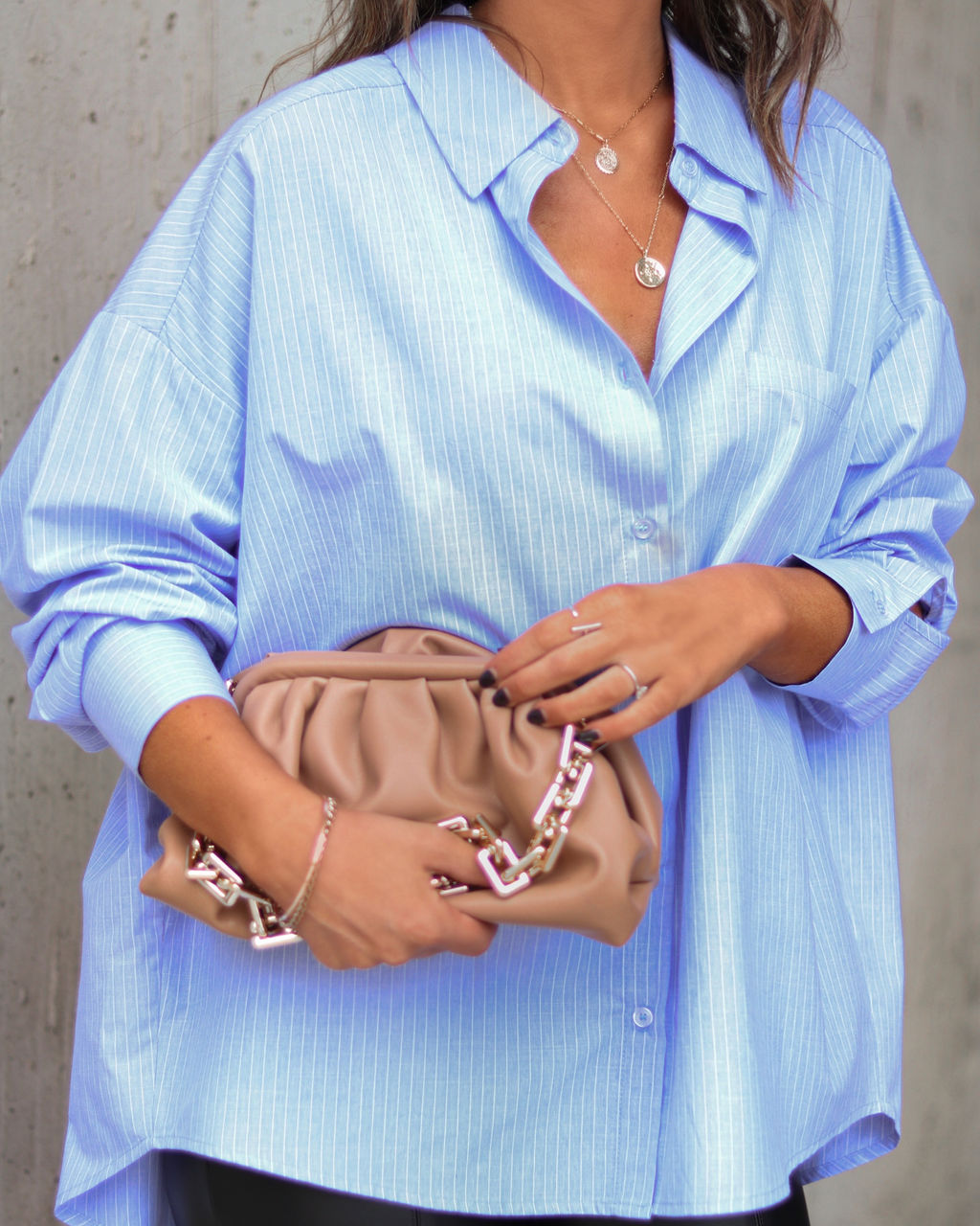 Risky Biz Oversized Button Down Top - Blue