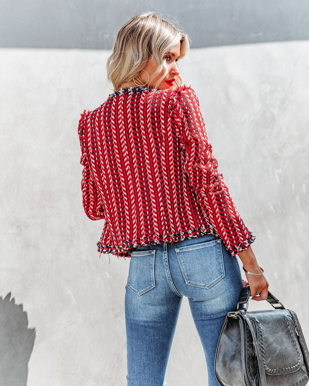 Waltham Pocketed Tweed Jacket - Red - SALE