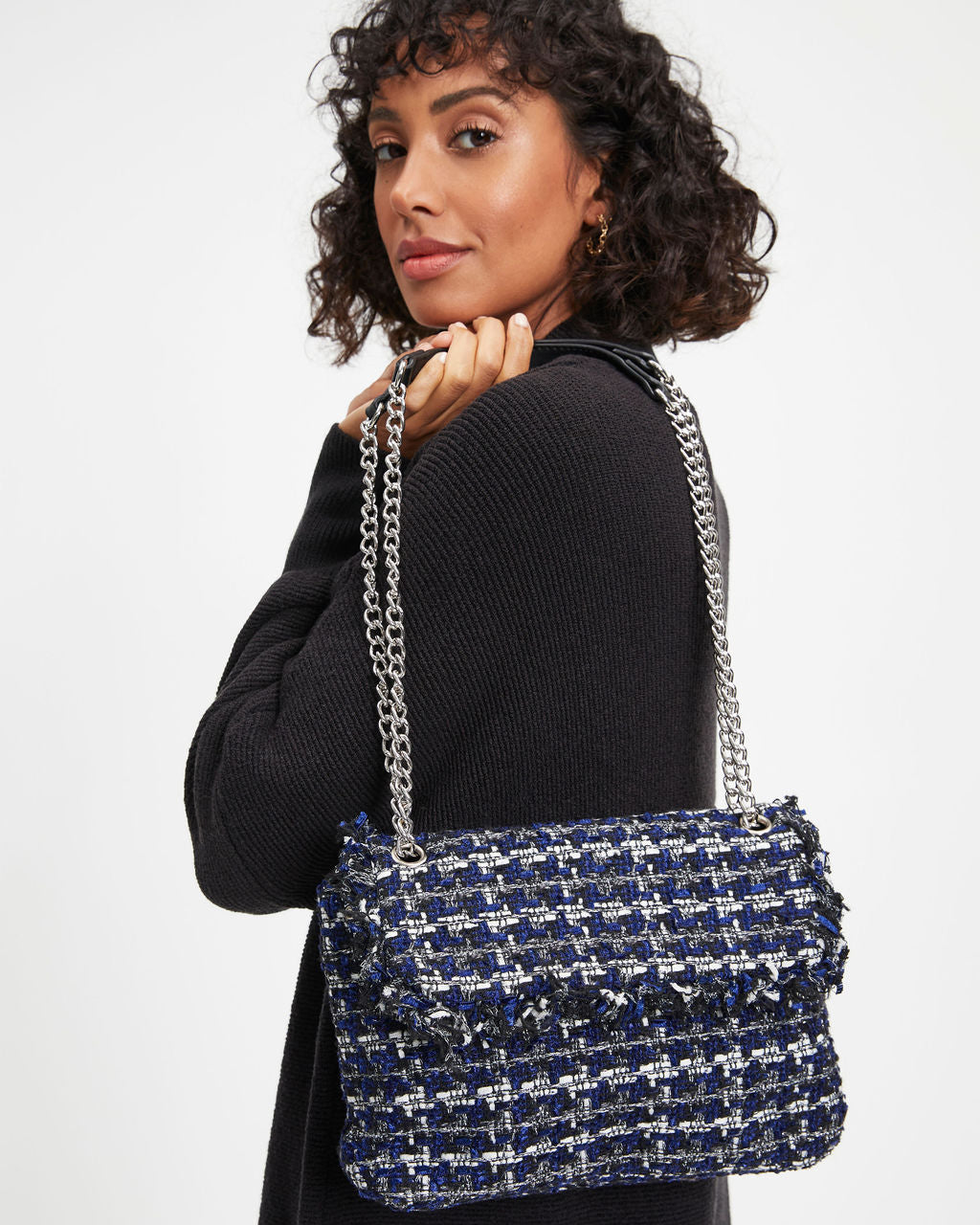 Margery Tweed Crossbody Bag - Blue
