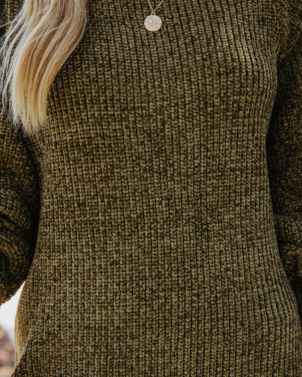 Obsessed With Me Chenille Off The Shoulder Mini Dress - Moss Green