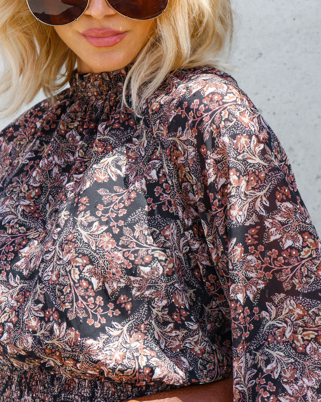 Autumn Grace Floral Smocked Mini Dress