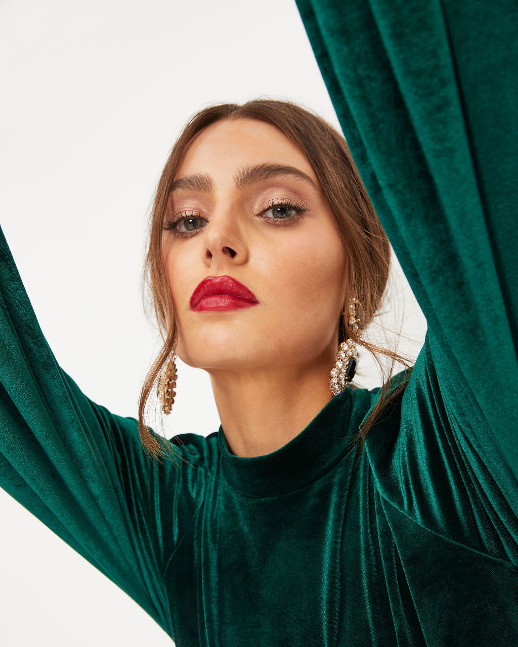 On Another Level Velvet Tie Back Top - Pine