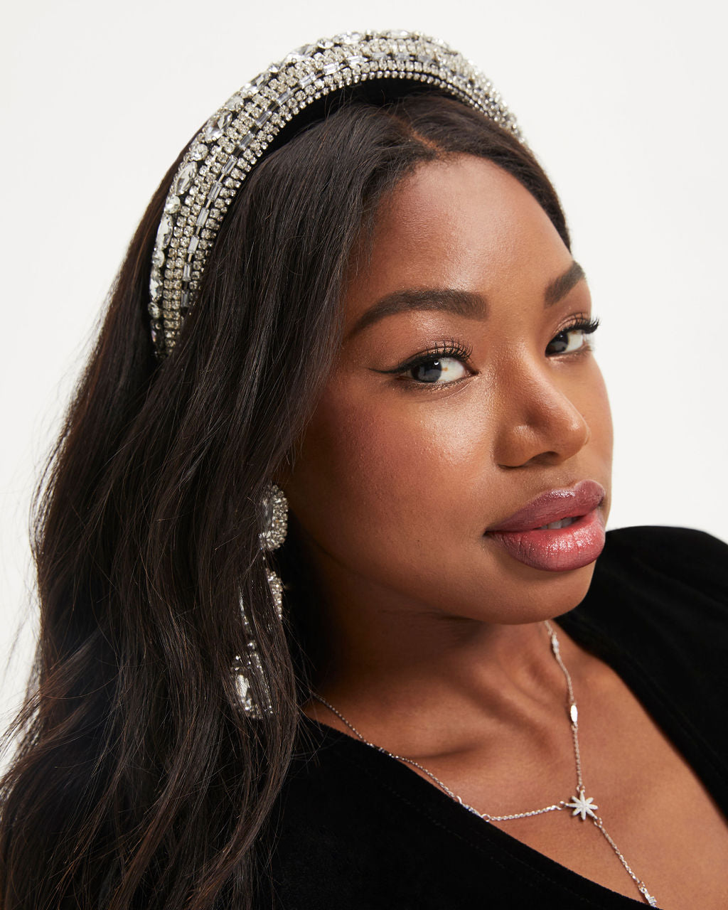 Shashi - Tiffany Embellished Puff Headband - Black