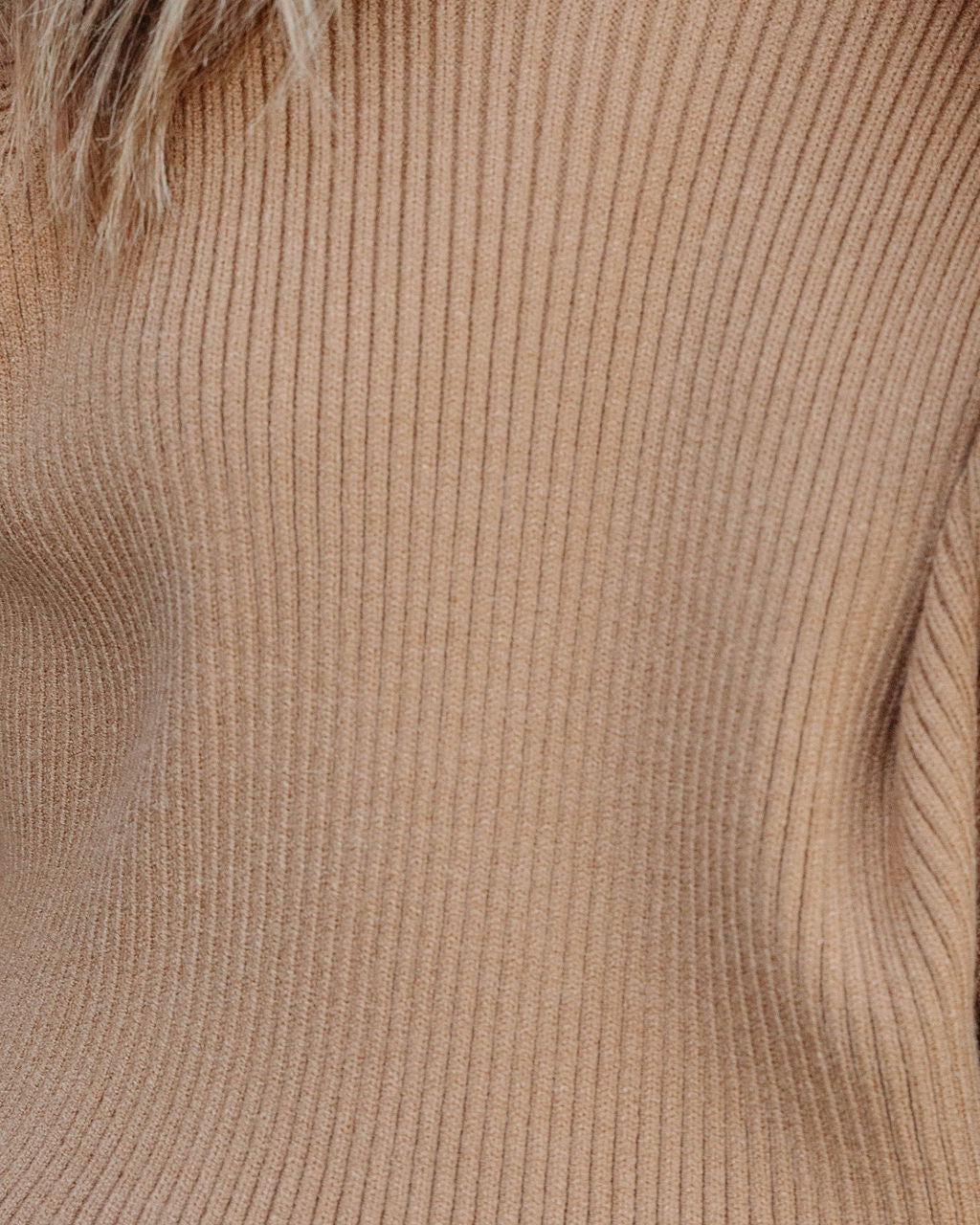 Carly Ribbed Knit Long Sleeve Top - Camel