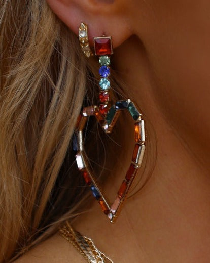Color My Heart Gem Drop Earrings - Multi