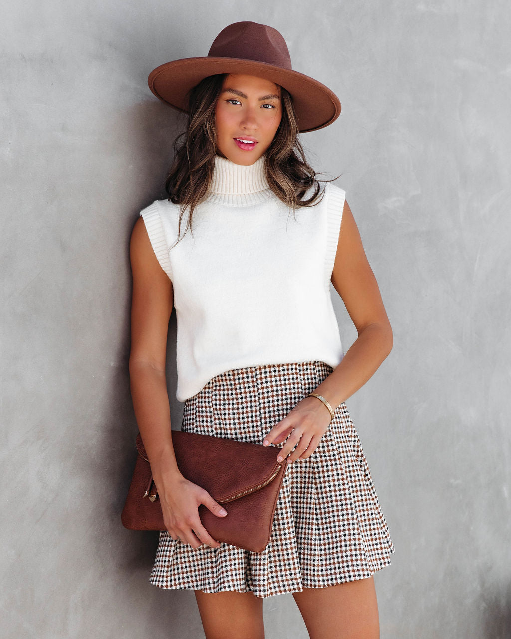 Peyton Knit Turtleneck Sweater Vest - Cream